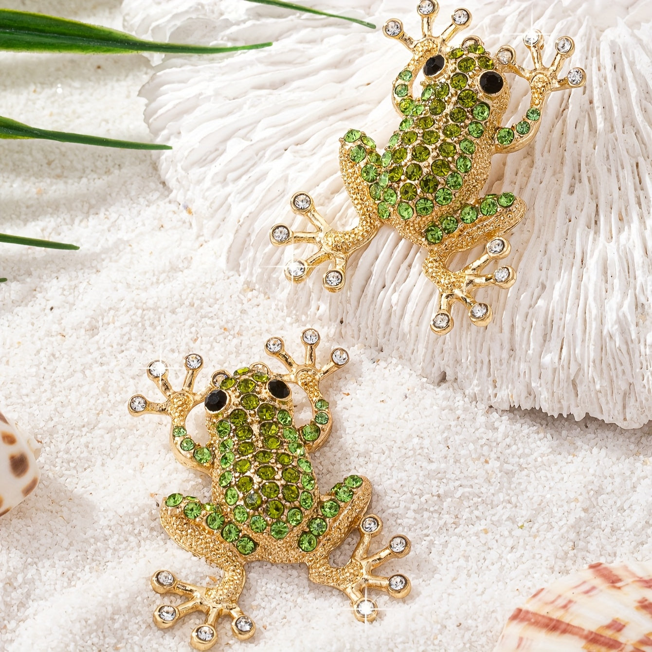 Women's Frog Stud Earrings Green Jewelry