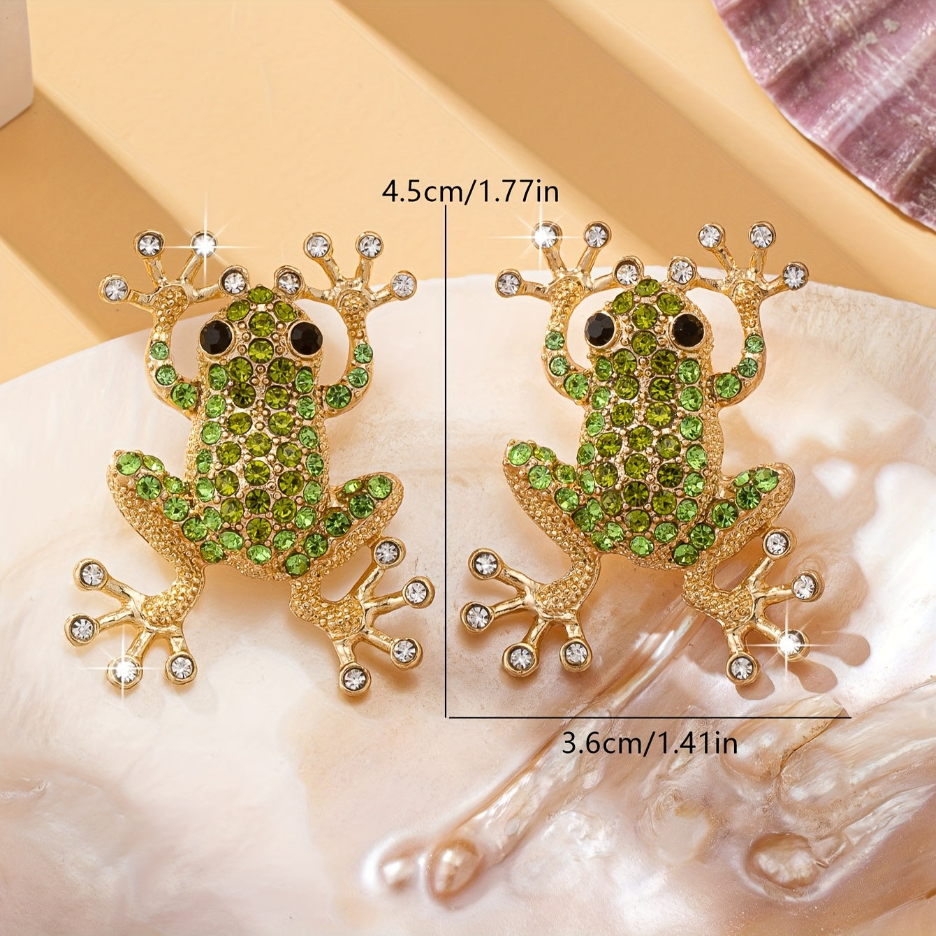Women's Frog Stud Earrings Green Jewelry