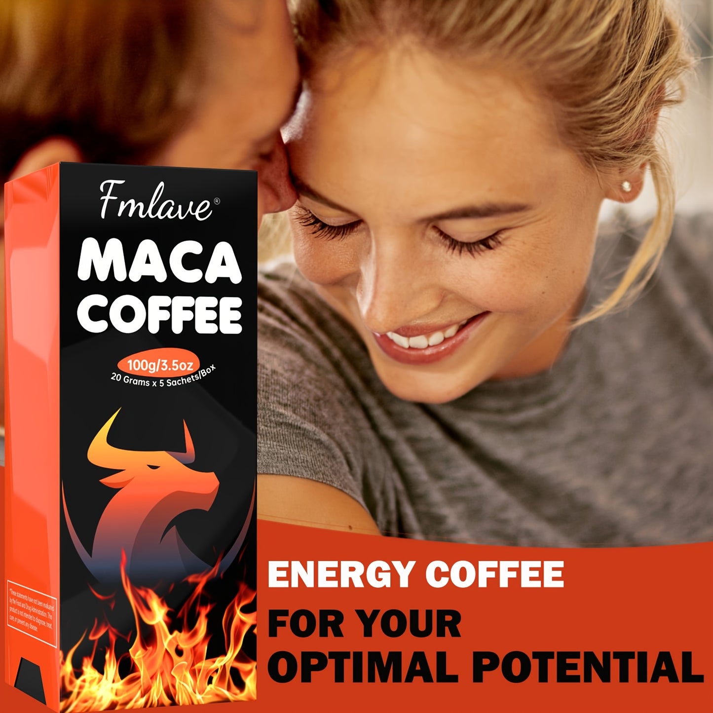 Maca Energy Coffee for Men, Cold Brew Arabica Coffee Bean Powder with Maca Root, Cistanche Tubulosa, Tongkat Ali, Ginseng, Cordyceps, Ashwagandha for Energy Vitality Focus