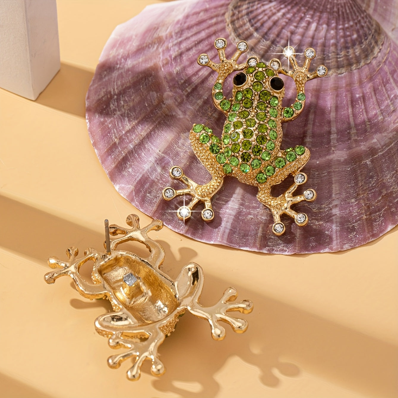 Women's Frog Stud Earrings Green Jewelry