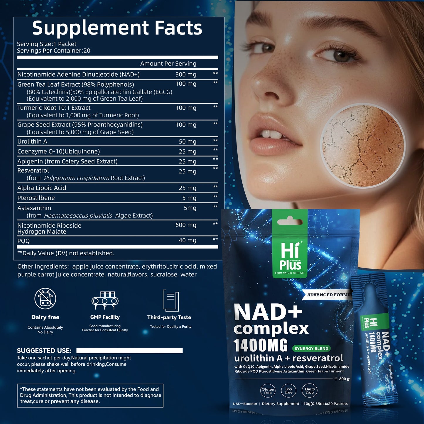 NAD+ 1400 for MG - High-performance Liposomal NAD+ Complex Energy