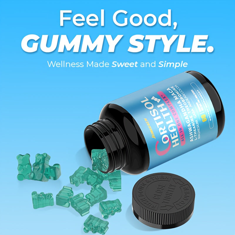 Cortisol Balance Fruity Gummies - Energy, Stress & Cortisol Support To Promote Restful Sleep And Mood - With Maca, L-Theanine & Magnesium
