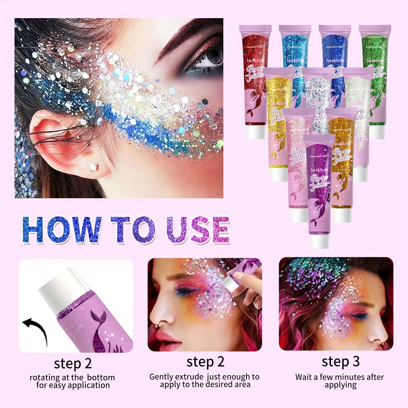 Face Glitter Body Glitter Transparent White Glitter Gel