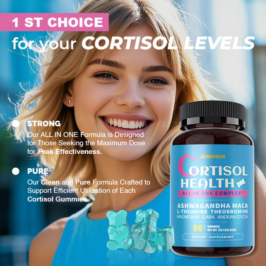 Cortisol Balance Fruity Gummies - Energy, Stress & Cortisol Support To Promote Restful Sleep And Mood - With Maca, L-Theanine & Magnesium