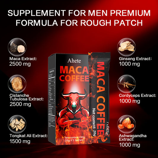 Maca Energy Coffee, High-quality Coffee Bean Powder Paired with Maca Root, Dongge Ali, Ginseng, Cordyceps Sinensis, Ashwagandha