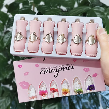 6pcs Transparent Petal Lipstick Set Which Can Lips For A Long Time And Prevent A Necessary Cosmetics