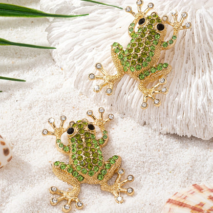Women's Frog Stud Earrings Green Jewelry