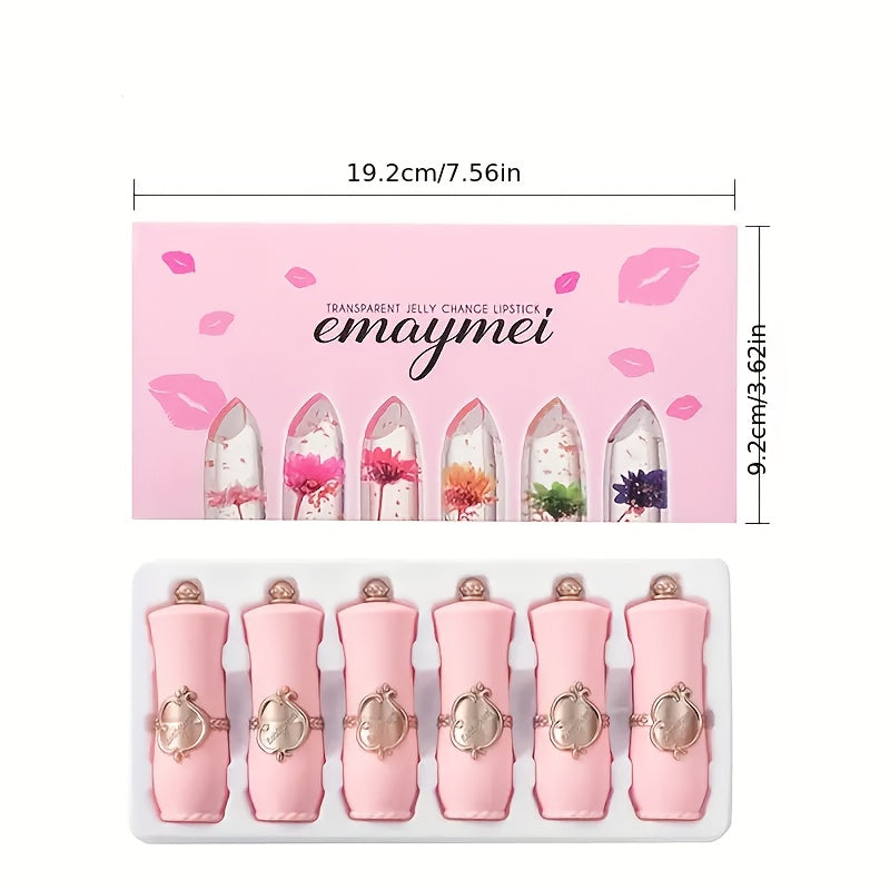 6pcs Transparent Petal Lipstick Set Which Can Lips For A Long Time And Prevent A Necessary Cosmetics