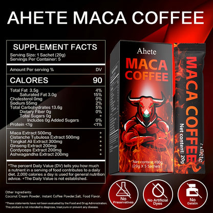 Maca Energy Coffee, High-quality Coffee Bean Powder Paired with Maca Root, Dongge Ali, Ginseng, Cordyceps Sinensis, Ashwagandha