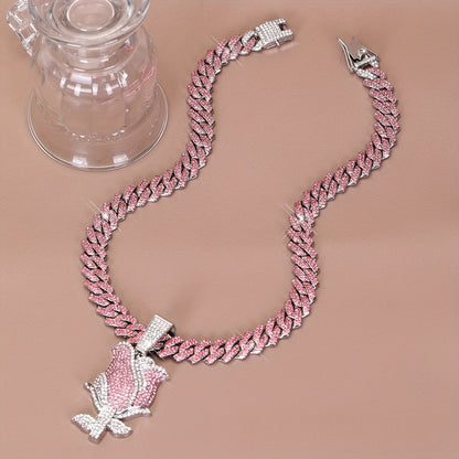 Ladies Pendant Necklace Full Water Drill Stones
