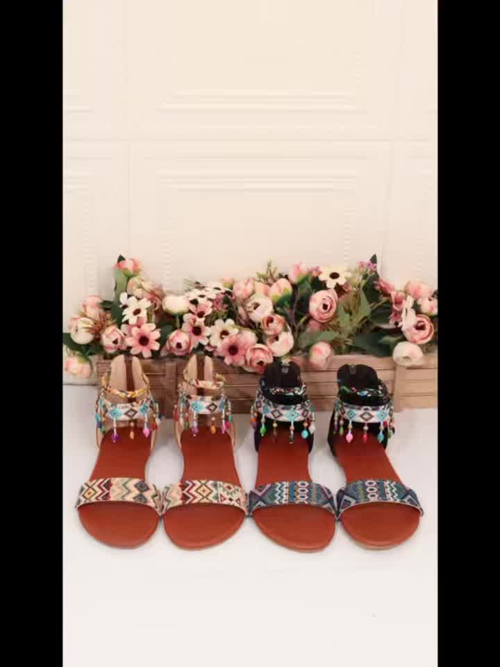 Handmade Bohemian Beaded Ankle Straps Open Toe